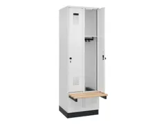 locker met bank,HxBxD 1950x600x815mm,2vak,vak B 300mm,draaigrendel