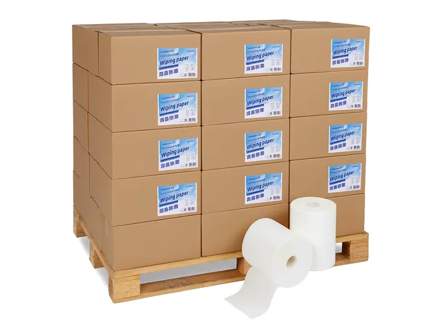 Poetspapier mini 1-laags 20cmx120m Wit 12 rollen Pallet