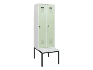 locker met bank,HxBxD 1950x600x815mm,2vak,vak B 300mm,draaigrendel - 2
