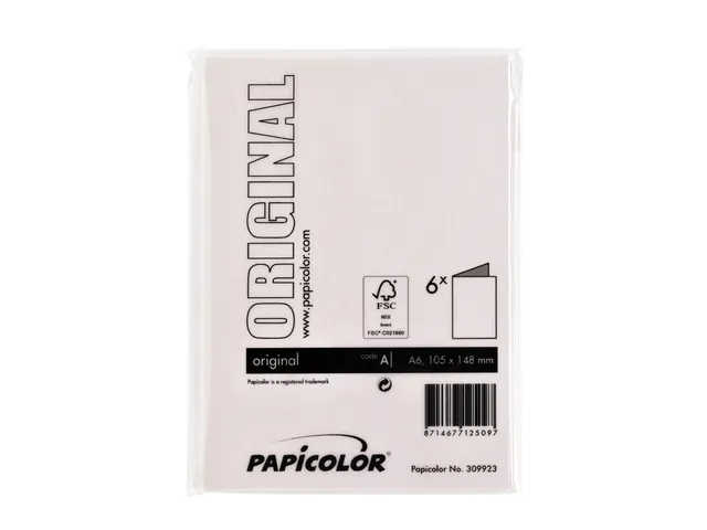 Correspondentiekaart Papicolor dubbel 105x148mm lichtroze pak à 6 st