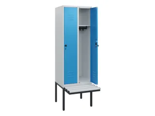 locker met bank,HxBxD 1950x600x815mm,2vak,vak B 300mm,draaigrendel - 2