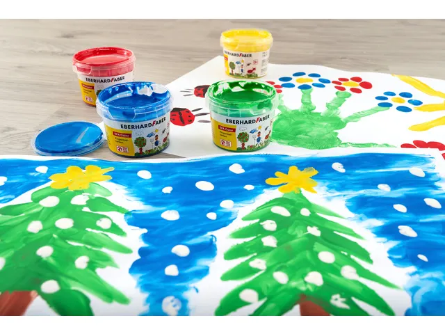 Vingerverf Eberhard Faber 100ml geel, rood, blauw, groen