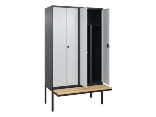 PBM-locker met bank,HxBxD 2120x1200x815mm,4vak,vak B 300mm