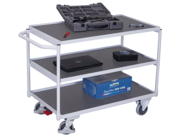 tafelwagen,draagverm. 250kg,3etage(s),laadvl. LxB 835x490mm,houtetage