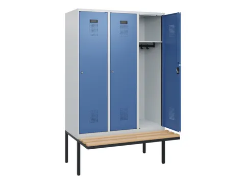 locker met bank,HxBxD 1950x1200x815mm,3vak,vak B 400mm,cilinderslot