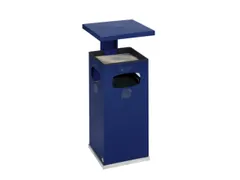 Combi-Asbak Staalplaat Blauw 950x500x500mm 3 Inworpopeningen