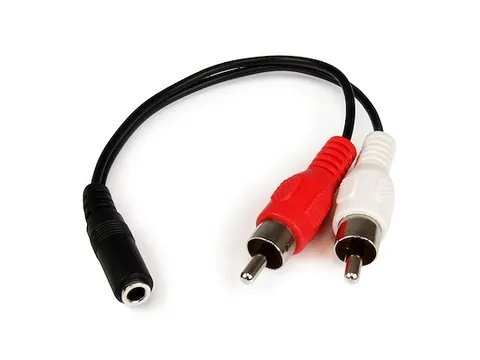 15cm stereo/audiokabel 3,5 mm vrouwelijk naar 2x RCA mannelijk
