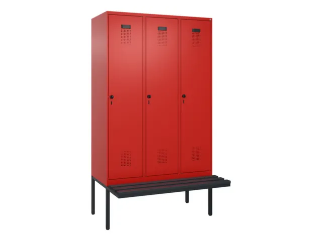 locker met bank,voor scheiding van kleding,HxBxD 2120x1200x815mm,3vak