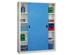 schuifdeurkast,HxBxD 1950x1500x600mm,RAL7035,front RAL3000