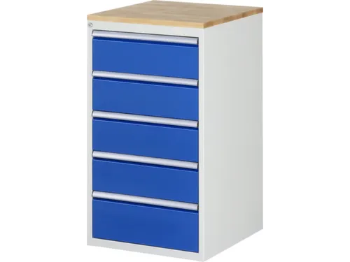 ladekast 1035x580x650mm 5laden cilinderslot RAL7035 RAL5010 beuken