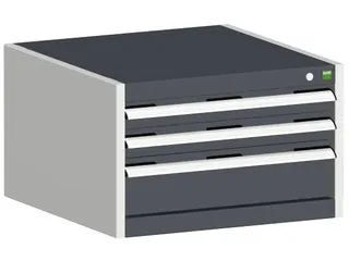 ladekast HxBxD 400x650x525mm 3laden RAL7035 front RAL7016 - 2