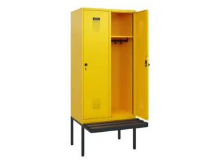 locker met bank,HxBxD 1950x800x815mm,2vak,vak B 400mm,draaigrendel - 1