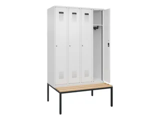 locker met bank,HxBxD 2120x1200x815mm,4vak,vak B 300mm,cilinderslot - 1