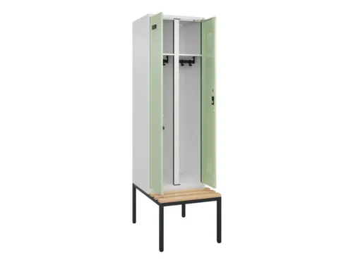 locker met bank,voor scheiding van kleding,HxBxD 2120x600x815mm,2vak