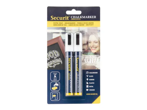 Krijtstift Securit SMA-510 schuin 2-6mm wit blister à 2 stuks