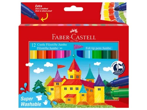 Viltstift Faber-Castell Jumbo 12 stuks super wasbaar karton etui