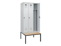 locker met bank,voor scheiding van kleding,HxBxD 2120x900x815mm,3vak