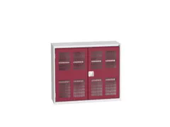 wandkast 900x1050x350mm 2xStalen bodem sokkel Ral 7035 front Ral 3004