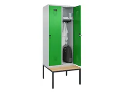 locker met bank,HxBxD 2120x800x815mm,2vak,vak B 400mm,draaigrendel