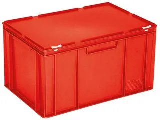 Euronorm Stapelkrat Hxlxb 330x600x400mm 63l Met Deksel Rood - 1