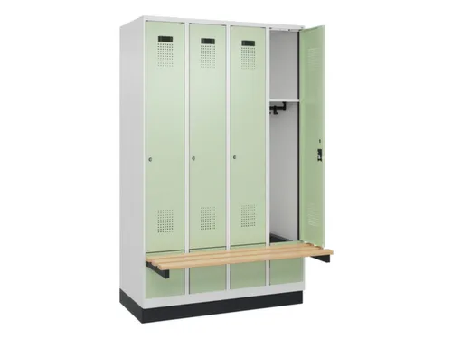 locker met bank,HxBxD 1950x1200x815mm,4vak,vak B 300mm,cilinderslot