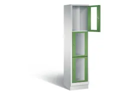 Lockerkast 1800x420x500mm 1x3 vakken Cilinderslot, Sokkel, RAL6011