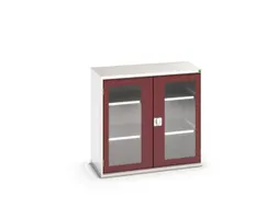 vitrinekast 1000x1050x550mm 2xStalen bodem romp RAL7035 front RAL3004