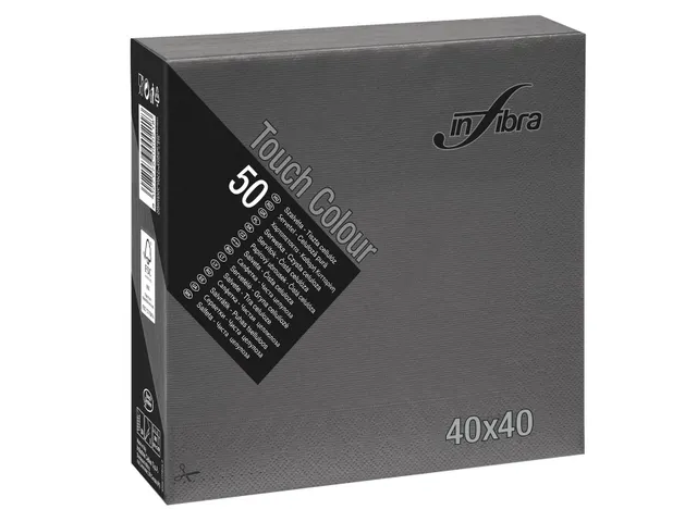 Infibra servet 40x40cm 1/4 vouw Zwart 24x50 stuks