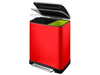 E-Cube recycling pedaalemmer Rood Mat RVS 28+18 Liter - 2