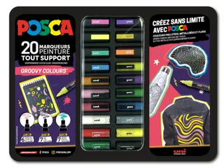 Paintmarker Uni POSCA Groovy Colours assorti metalen koffer à 20 stuk - 1