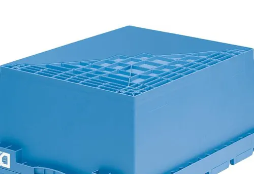 Mobiele Opslagbak Hoekig 553x800x600mm 151 liter Deksel Wielen Blauw