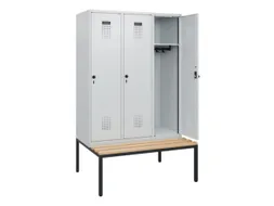 locker met bank,HxBxD 1950x1200x815mm,3vak,vak B 400mm,draaigrendel
