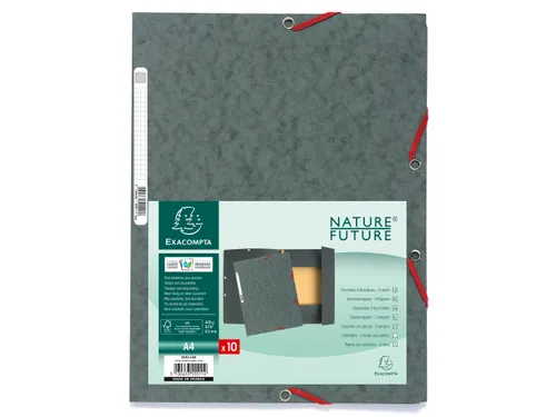 Elastomap 3 kleppen glanskarton 400g/m2 - A4-Grijs