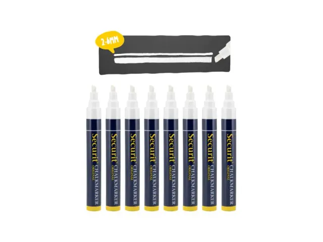 Krijtstift Securit SMA-510 Schuin 2-6mm Wit 8 Stuks