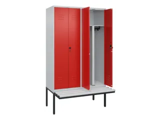 PBM-locker met bank,HxBxD 2120x1200x815mm,4vak,vak B 300mm - 2