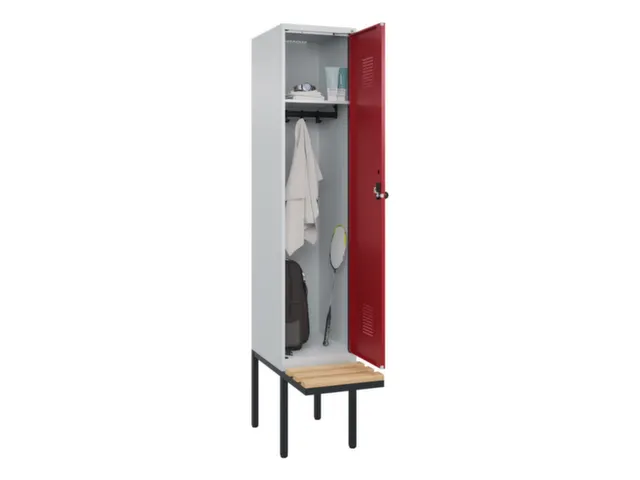 locker met bank,HxBxD 2120x400x815mm,1vak,vak B 400mm,draaigrendel
