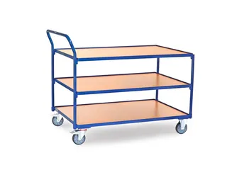 Tafelwagen 2756 300kg 1200x800mm 3 etages hout rubber wielen - 1