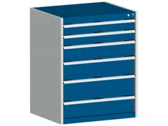 ladekast HxBxD 1000x800x750mm 6laden romp RAL7035 front RAL5010