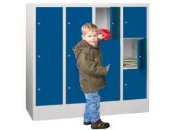 lockerkast,HxBxD 1187x1200x500mm,4x3vakken,RAL7035,front RAL5010