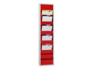 orderplanner,10vakken,HxBxD 1278x315x74mm,plank(en) plaatstaal,rood - 3