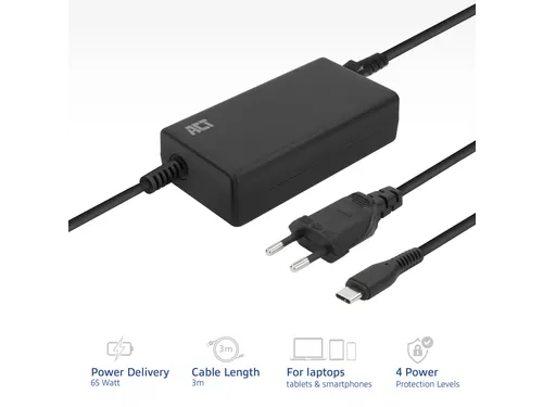 USB-C laptoplader met Power Delivery profielen 65W 3m