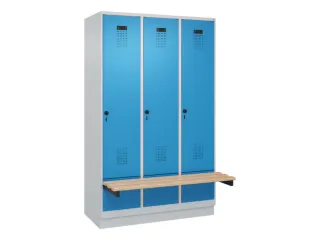 locker met bank,HxBxD 1950x1200x815mm,3vak,vak B 400mm,draaigrendel - 2