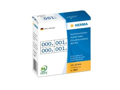 Nummer Etiketten 10x22mm Opdruk Blauw (1000 st)