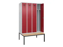 locker met bank,voor scheiding van kleding,HxBxD 2120x1200x815mm,4vak