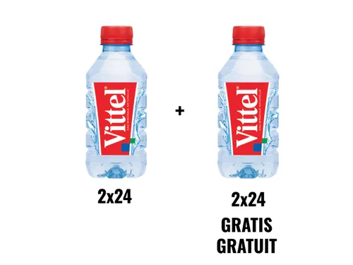Actie Vittel: 2+2 GRATIS: Vittel water fles 33cl pak van 24 stuks