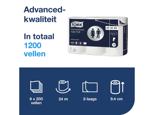 Tork 472161 T4 Traditioneel Toiletpapier Advanced 2-Laags 48 rol