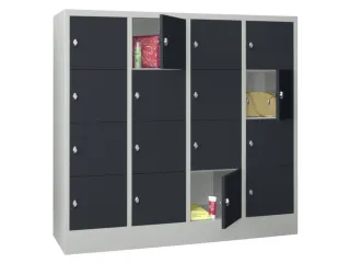 lockerkast,HxBxD 1518x1600x500mm,4x4vakken,RAL7035,front RAL7016 - 2