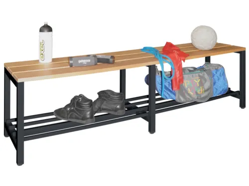 omkleedbank,LxD 1500x370mm,houten lijst beuken,onderstel RAL7016
