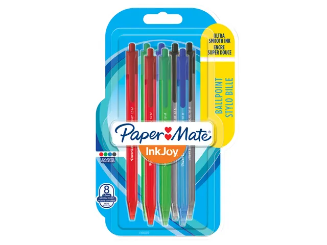 Balpen Paper Mate Inkjoy 100RT medium assorti blister à 8 stuks