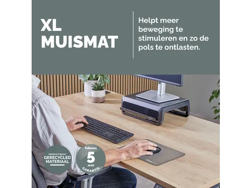 Muismat Fellowes Breyta XL grijs 21x28cm
